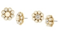 MIRIAM HASKELL Stone Flower Stud Earrings
